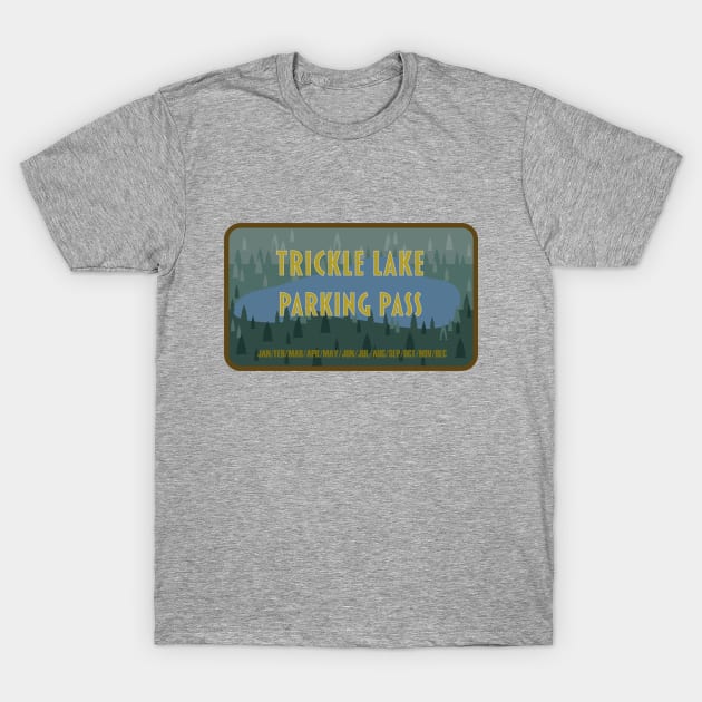 Trickle Lake Parking Pass T-Shirt by Mikayla Moeller